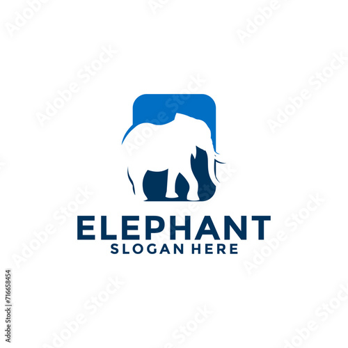 Elephant logo vector, Elephant zoo safari logo design template