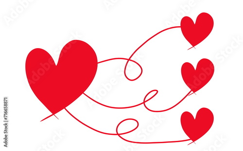 Red hearts on a white background. Vector illustration for your design.