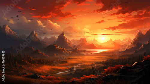 Sunrise The Distant Mountains © benjawan