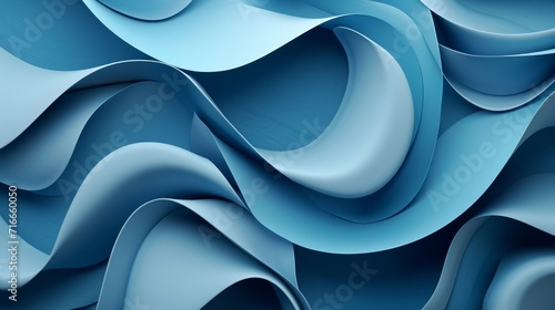 3d render, abstract blue geometric background with twisted shapes, square cards with rounded corners 