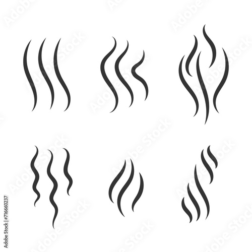 Fragrances evaporate icons. Smells line icon set, hot aroma, smells or fumes. Coffee cup icon. Symbols of glasses of hot drinks on white background. Vector illustration doodle hand drawn