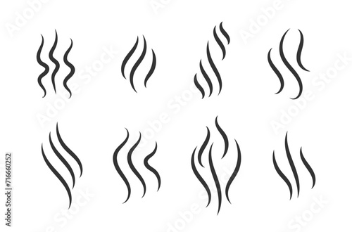 Fragrances evaporate icons. Smells line icon set, hot aroma, smells or fumes. Coffee cup icon. Symbols of glasses of hot drinks on white background. Vector illustration doodle hand drawn
