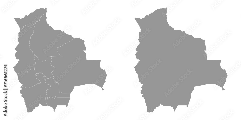 Bolivia map with administrative divisions.