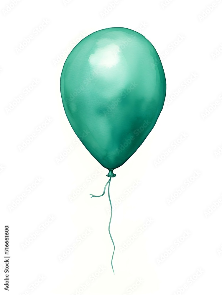 Emerald Balloon on a white Background. Watercolor Template for a Birthday or Greeting Card Emerald Balloon on a white Background. Watercolor Template for a Birthday or Greeting Card