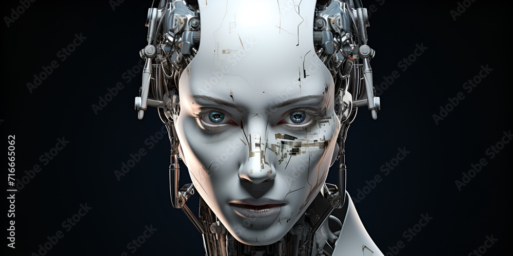 Robotic Woman Face Icon