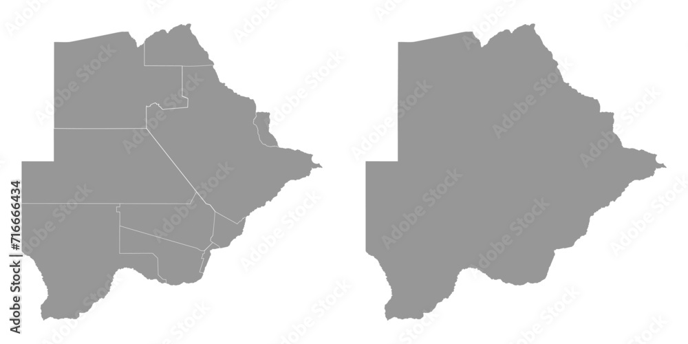 Botswana map with administrative divisions.