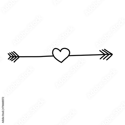 Arrow with heart, design element for Valentine's day and wedding