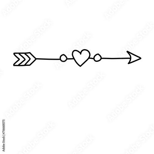 Arrow with heart, design element for Valentine's day and wedding