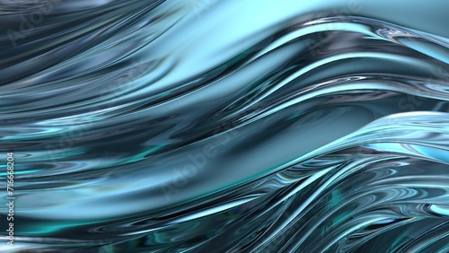 Fototapeta Naklejka Na Ścianę i Meble -  Reflective Clear Elegant Modern 3D Rendering Abstract Background with Blue Rippling Crystal Plate