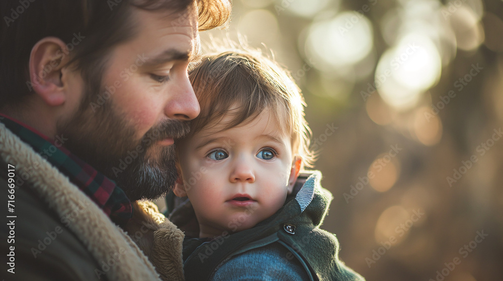Father's Embrace: Tender Image of a Dad Holding His Little Son, Gazing at Him with Love and Warmth, a Touching Moment Celebrating Fatherhood on Father's Day Father's Embrace: Tender Image of a Dad Holding His Little Son, Gazing at Him with Love and Warmth, a Touching Moment Celebrating Fatherhood on Father's Day