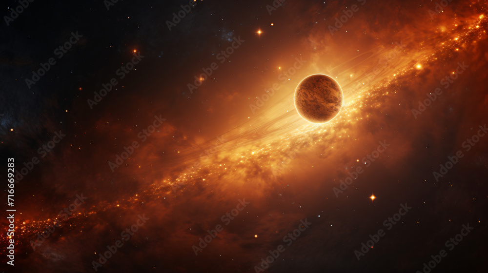 Abstract background with planet surface with atmosphere