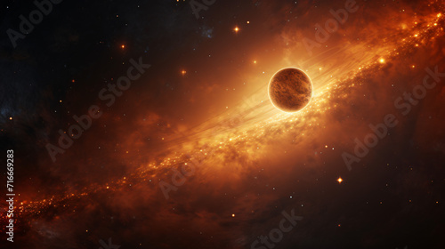 Abstract background with planet surface with atmosphere
