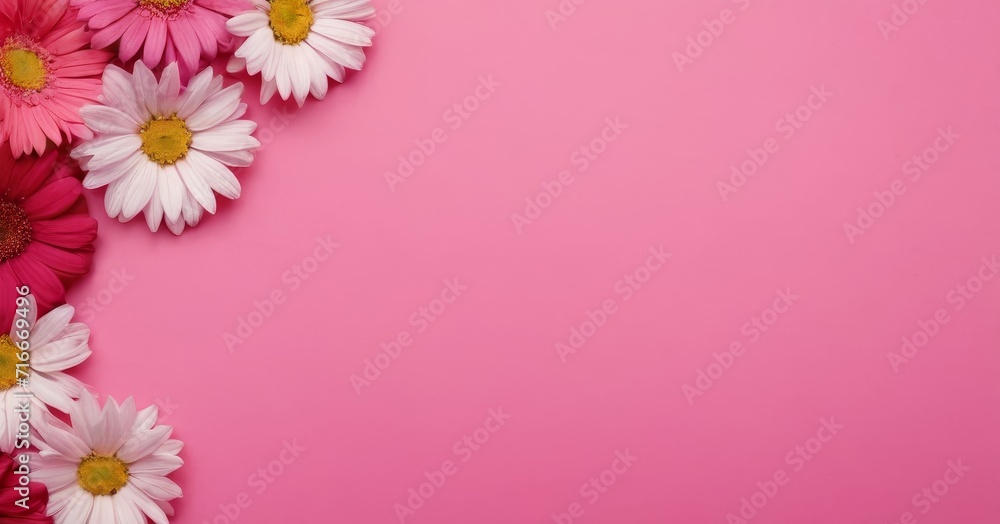 Flowers on a pink background with free space for text. Flowers on a pink background with free space for text.