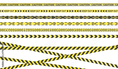 Vector set of tapes. For prohibited and dangerous areas. Yellow and black colors. © Alex Darts