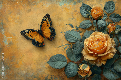 borders and frames ,butterflies, yellow rose, yellow color, yellow background , , for Junk Journal, Digital Paper, Printable Journaling page, Scrapbooking
