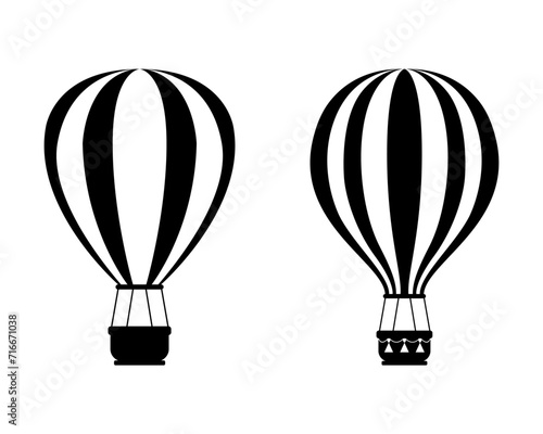 isolated air balloon silhouette on white background