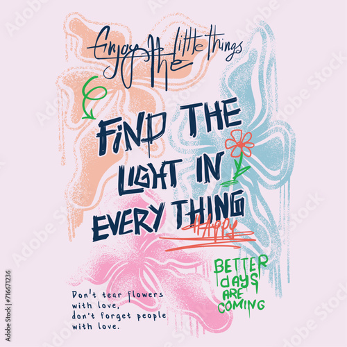 Graffiti print design for summer collection, groovy flowers vibes print , Graffiti text print for slogan t-shirt design