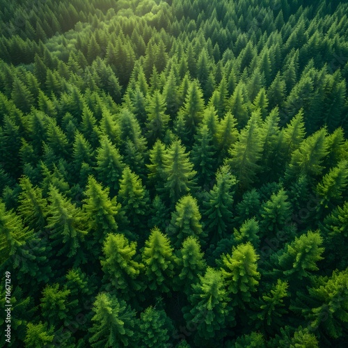 Aerial view of a green boreal forest © iMedia