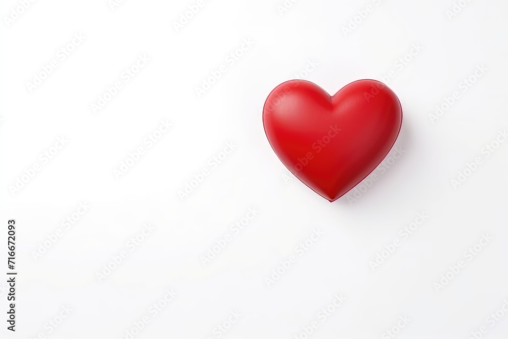 Red heart shape on white background with copy space Red heart shape on white background with copy space