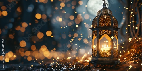 Ramadan Lantern, background blurred lights