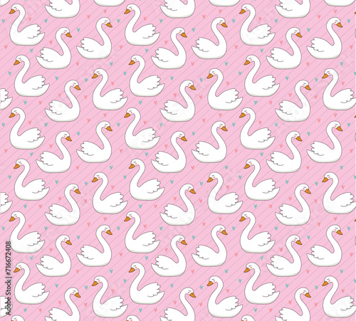 Swan pattern background, for backgrounds, textures, fabrics, pattern with swan couple with a very harmonious color palette
