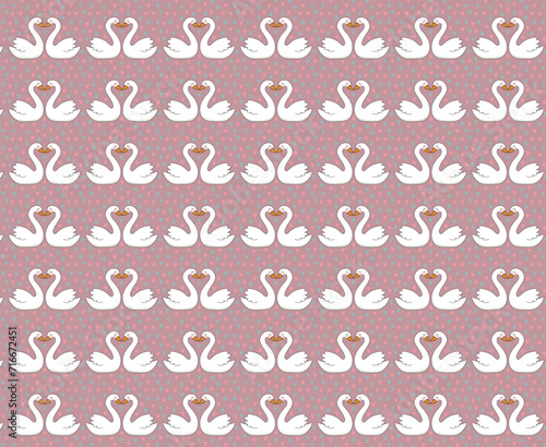 Swan pattern background, for backgrounds, textures, fabrics, pattern with swan couple with a very harmonious color palette