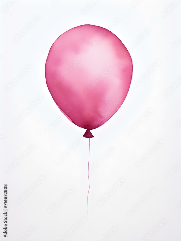 Magenta Balloon on a white Background. Watercolor Template for a Birthday or Greeting Card Magenta Balloon on a white Background. Watercolor Template for a Birthday or Greeting Card