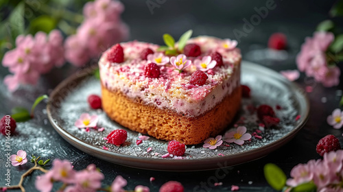 Wallpaper Mural Unusual cake decorated with flowers for Valentine's Day. Unusual background and colors. Torontodigital.ca