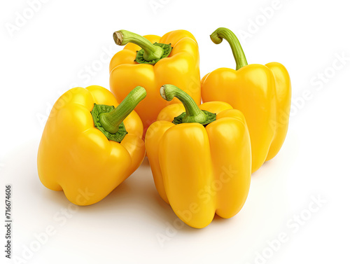 Vibrant yellow bell peppers: Salad's flavor burst. Isolated on white, their freshness shines