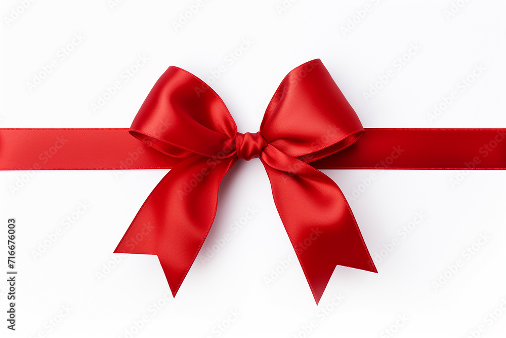 Red ribbon with bow isolated on a white background Red ribbon with bow isolated on a white background