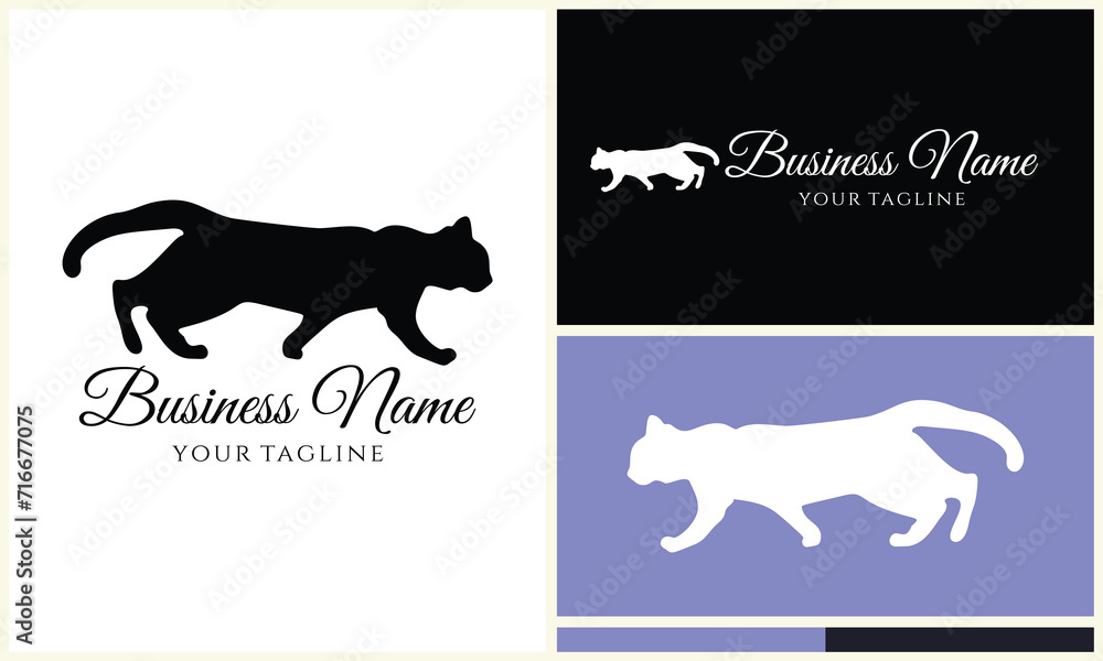 silhouette vector cat logo template