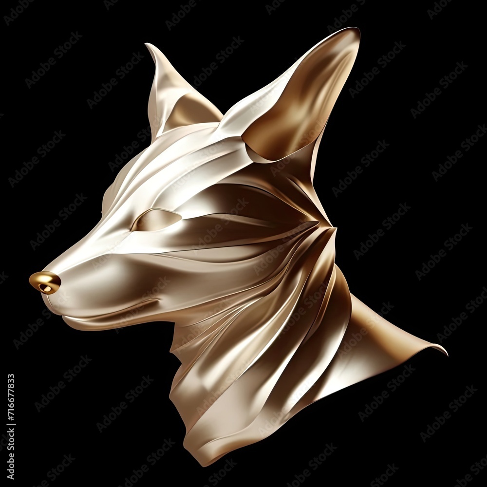 White Animal Logo Golden Metallic