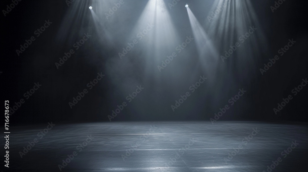 the scene of a flamboyant show. performing arts and performance scene. concert, theatre, stand up, dance show, art performance area. illuminated, colorful, large, contemporary. stage lights background - obrazy, fototapety, plakaty 