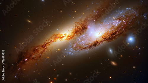 A galaxy collision two galaxies merging in a cosmic dance.