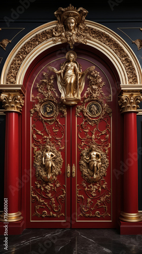 Religious symbols adorned on the doors of a church, symbolizing faith and its sacred nature.