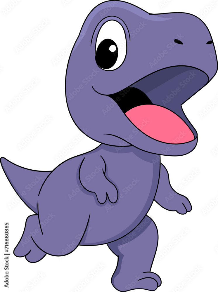 Obraz premium illustration of ancient animals, children's dinosaurs running around
