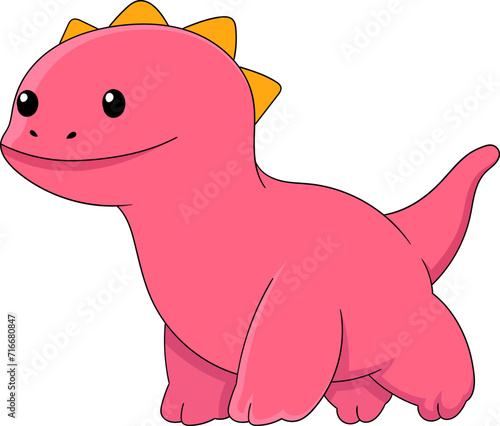 illustration of an ancient animal, a strange pink dinosaur walking