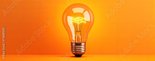 Orange background with bulb of idea concept. © Milan
