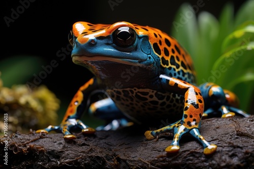 Brightly Colored Tropical Frog on Log