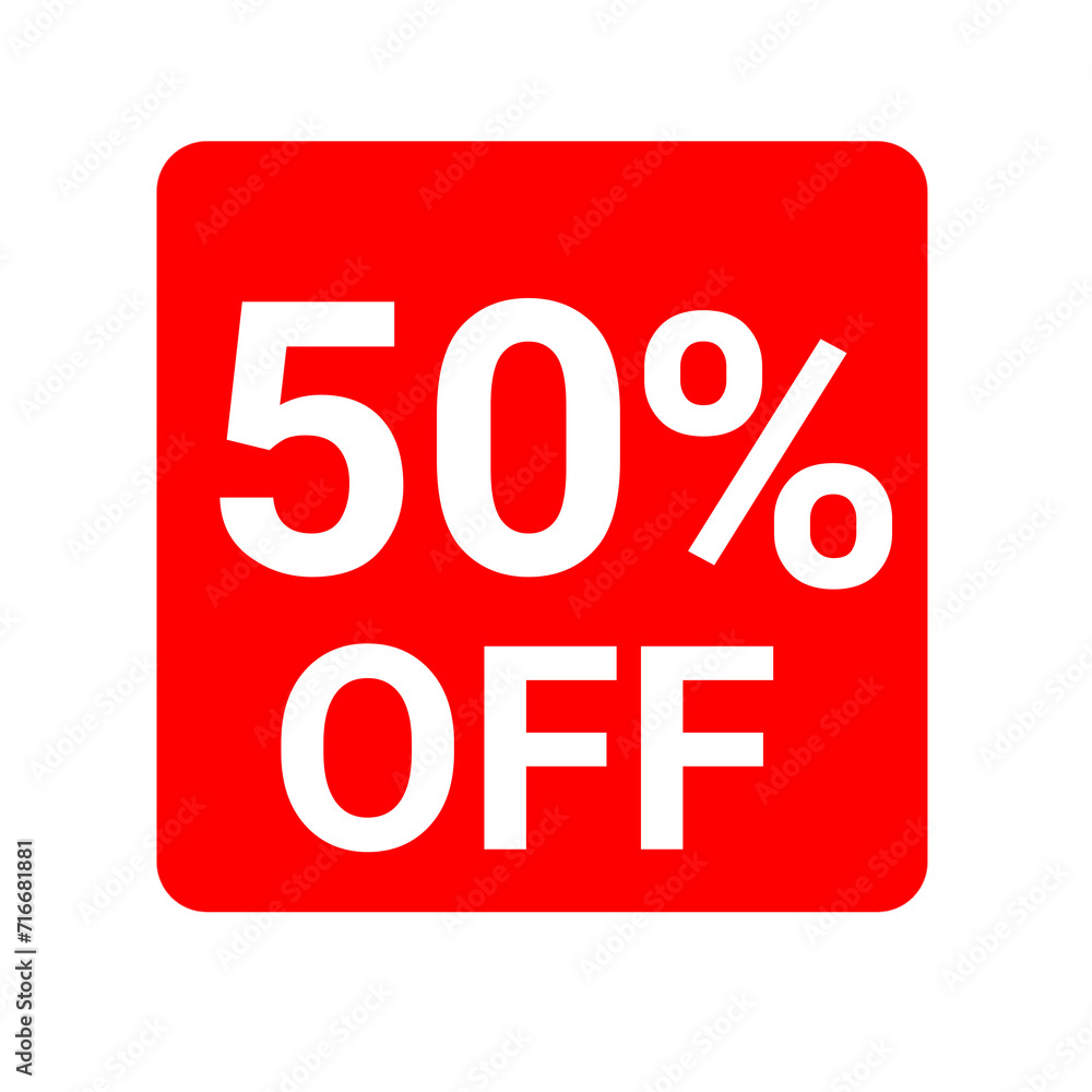 red percent icon, 50 percent off discount icon red percent icon, 50 percent off discount icon