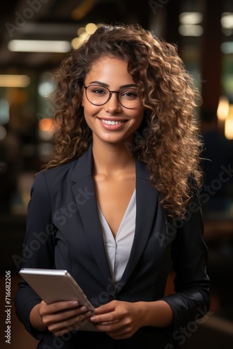 Confident Businesswoman with Tablet