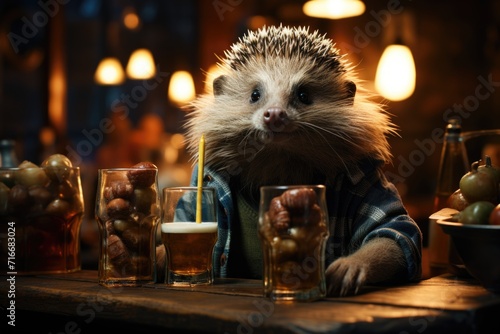 Hedgehog Bartender at Pub © Julia Jones