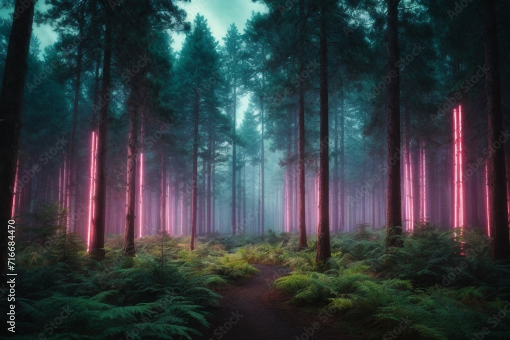 Obraz premium forest in the fog