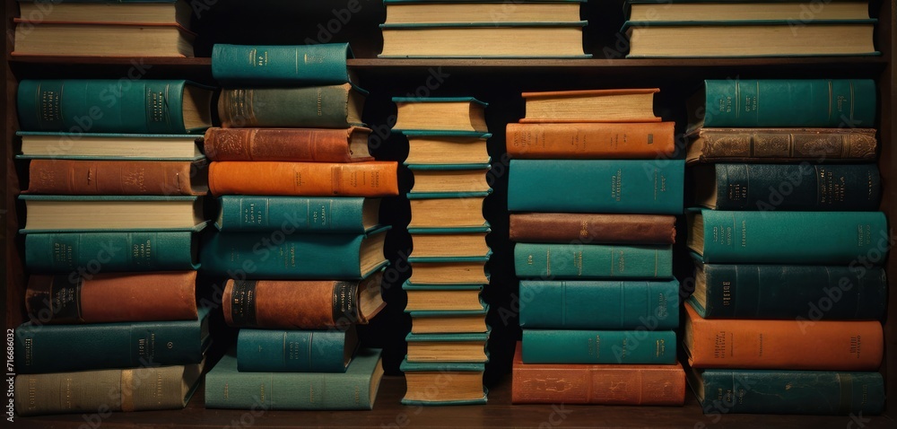 a stack of books sitting on top of a wooden shelf next to a pile of books on top of a wooden shelf next to a pile of books on top of other books. a stack of books sitting on top of a wooden shelf next to a pile of books on top of a wooden shelf next to a pile of books on top of other books.