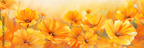 Abstract marigold flowers background for Holi festive banner #716686621