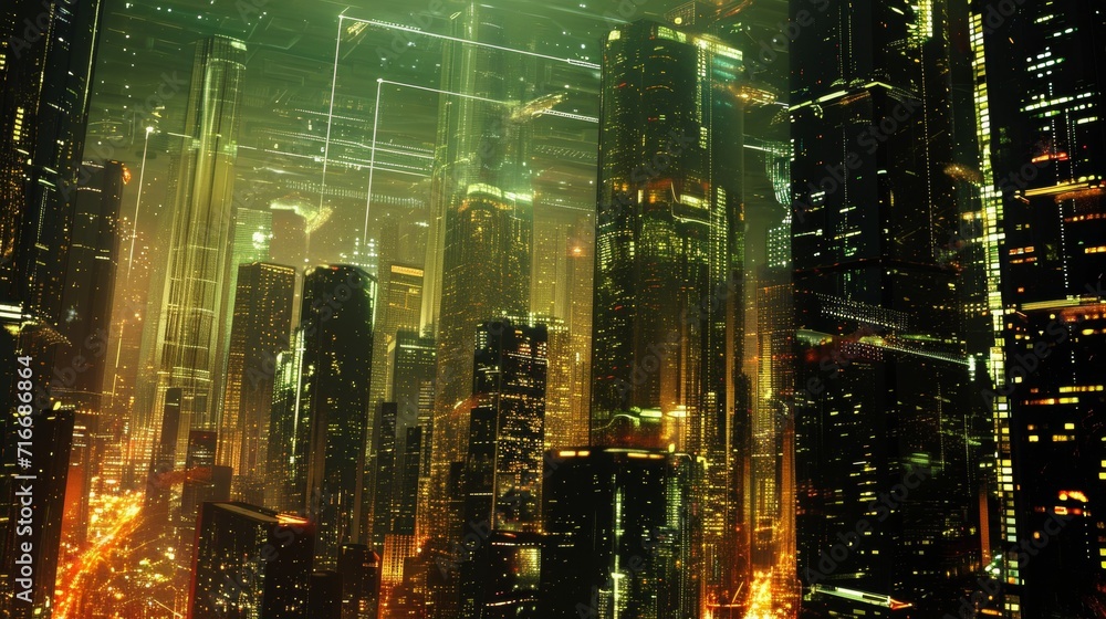 Technological Utopia: An Illuminated Future Cityscape