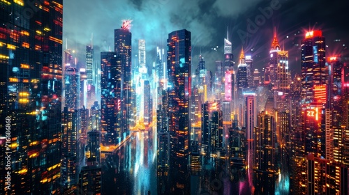 Technological Utopia: An Illuminated Future Cityscape