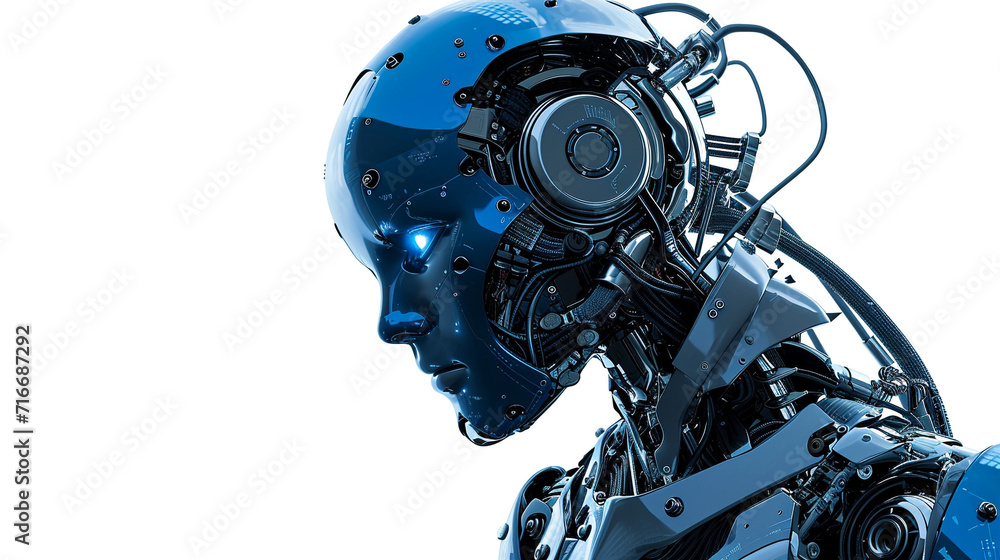 Advanced Blue Humanoid Robot with Mechanical Detailing background wallpaper Advanced Blue Humanoid Robot with Mechanical Detailing background wallpaper