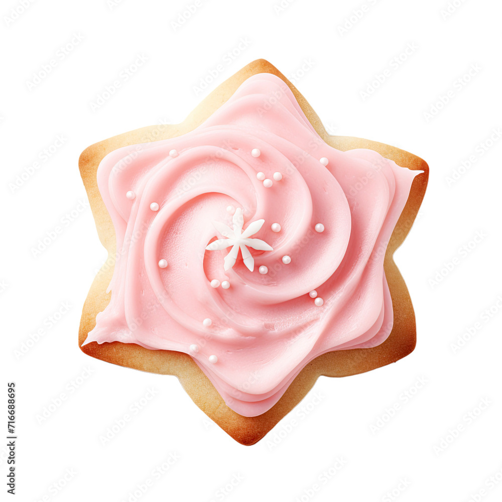 A Sugar Cookie with Pink Frosting Isolated on a Transparent Background A Sugar Cookie with Pink Frosting Isolated on a Transparent Background