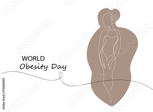  World obesity day continuous line art drawing vector illustration for social media poster banner.